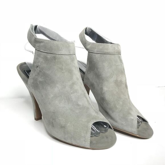 Jeffery Campbell Sz 7 Gray Suade Peep Toe Heel - Picture 1 of 8